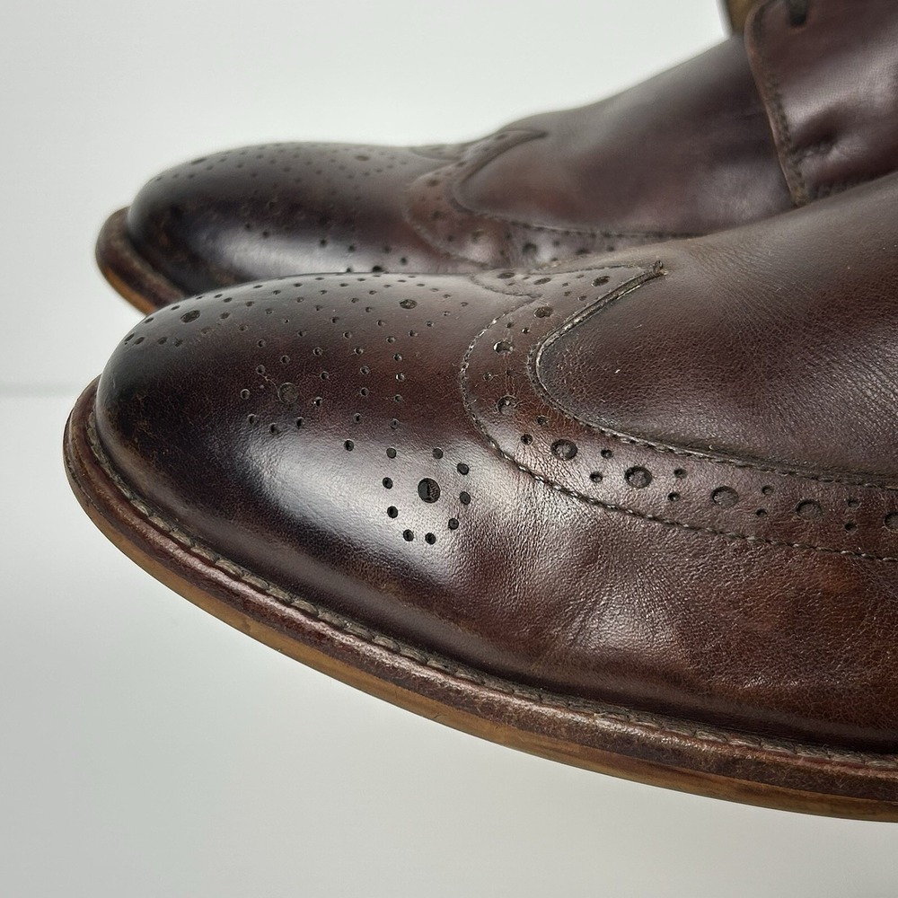 WARFIELD & GRAND Mens Size 10 Wingtip Brogue Oxford Dress Shoes Brown Leather - Picture 16 of 16